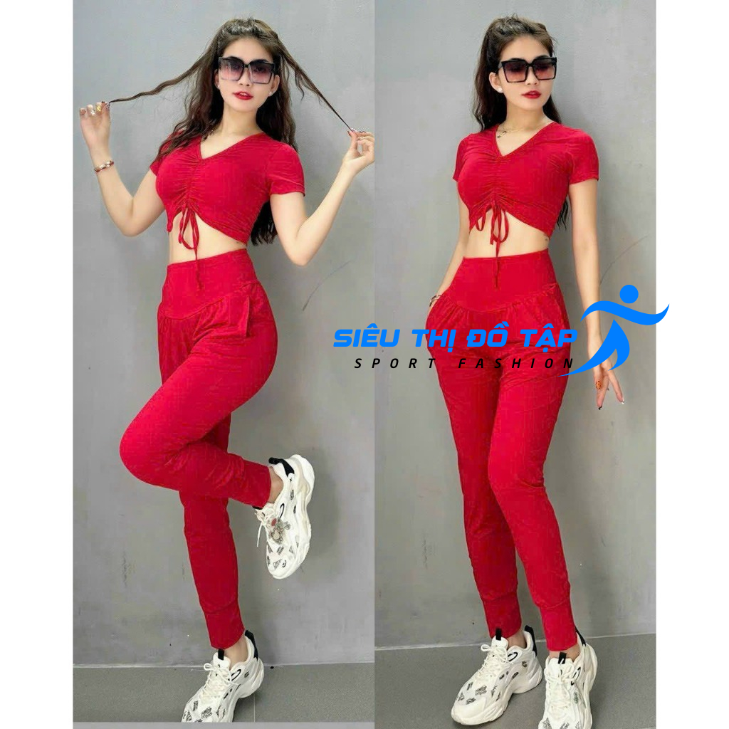 Bộ Tập Thể Thao Quần Dài Áo Rút Dây Năng Động Và Sexy, Phù Hợp Với Hoạt Động Tập Gym, Vận Động Thể - 6