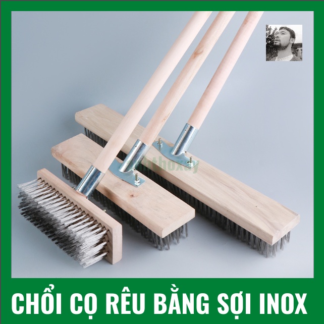 Chổi Sắt chà rêu vệ sinh sàn nhà bể bơi sân vườn từ sợi thép inox 304 không rỉ