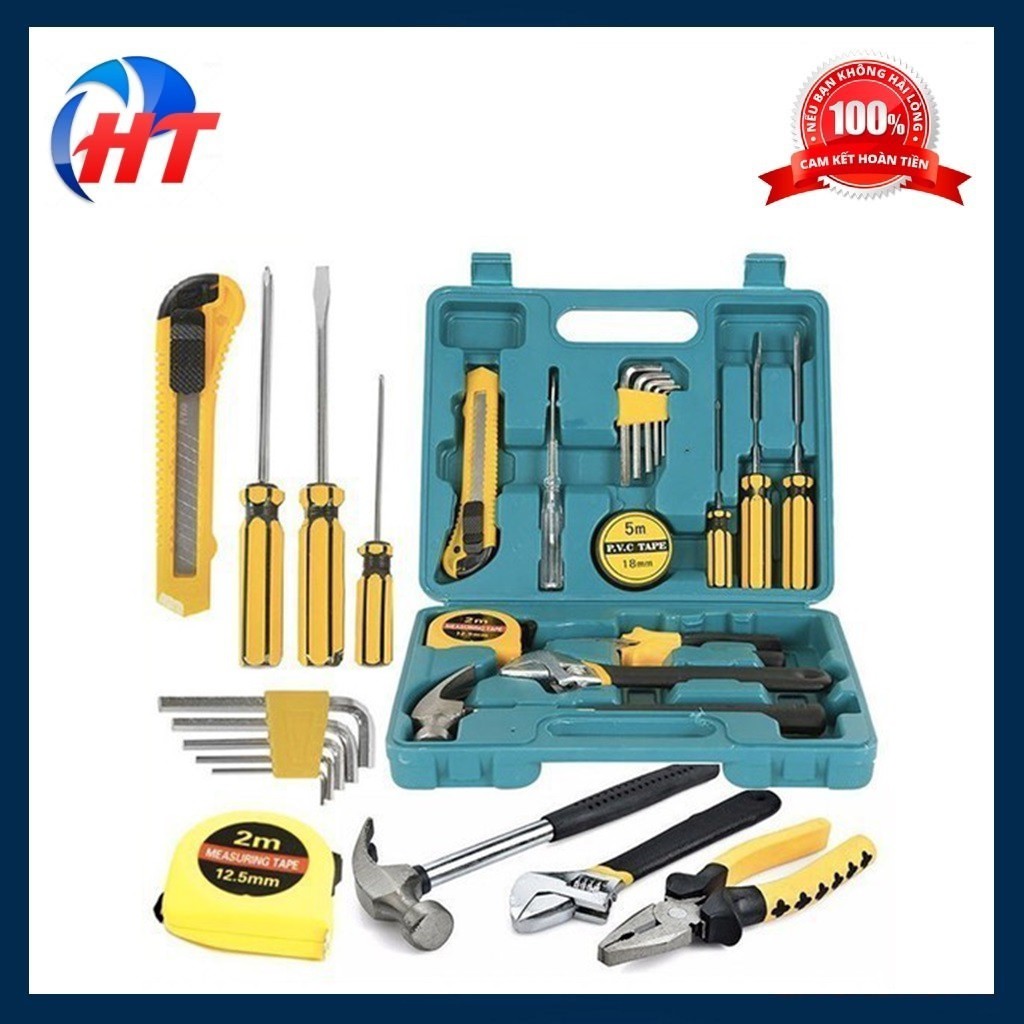 Bộ dụng cụ sửa chữa đa năng 15 chi tiết, bộ dụng cụ sửa chữa ô tô xe máy, dụng cụ sửa chữa mỏ lếch, tua vít, dao, búa