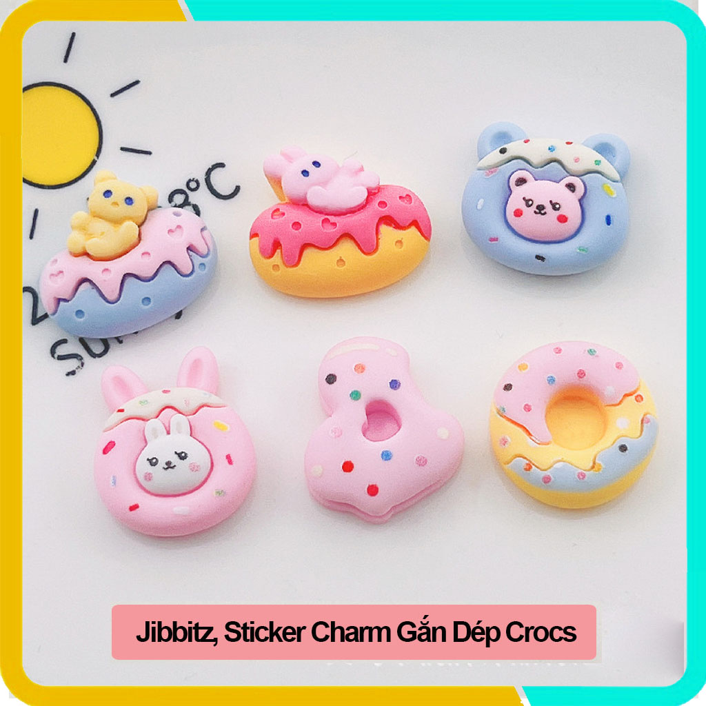 Sticker Gắn Dép, Jibbitz, Trang Trí Hình Bánh Rán Cute, Chất Liệu Nhựa Cứng ST03