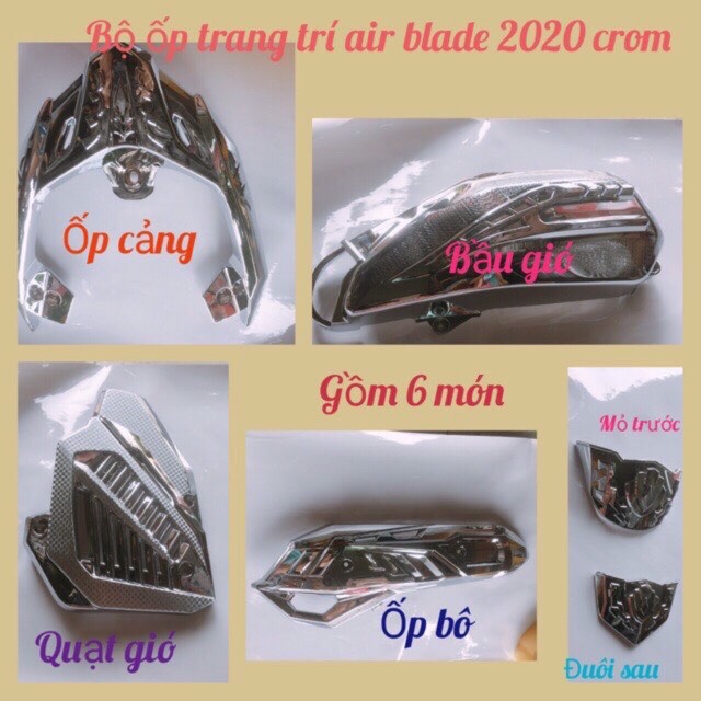 ốp trang trí Bảo vệ air blade 2023-2020 crom 6 món