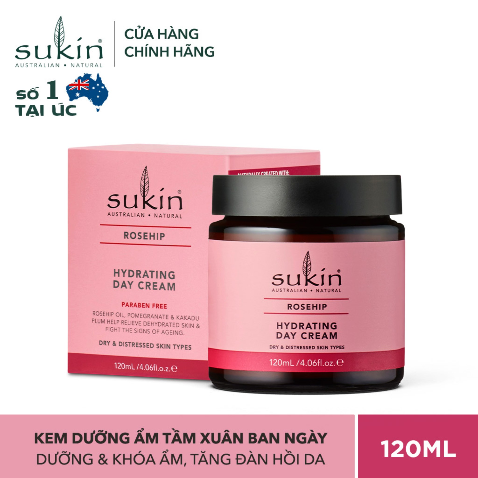 Kem Dưỡng Ẩm Da Ban Ngày Sukin Rosehip Hydrating Day Cream 120ml