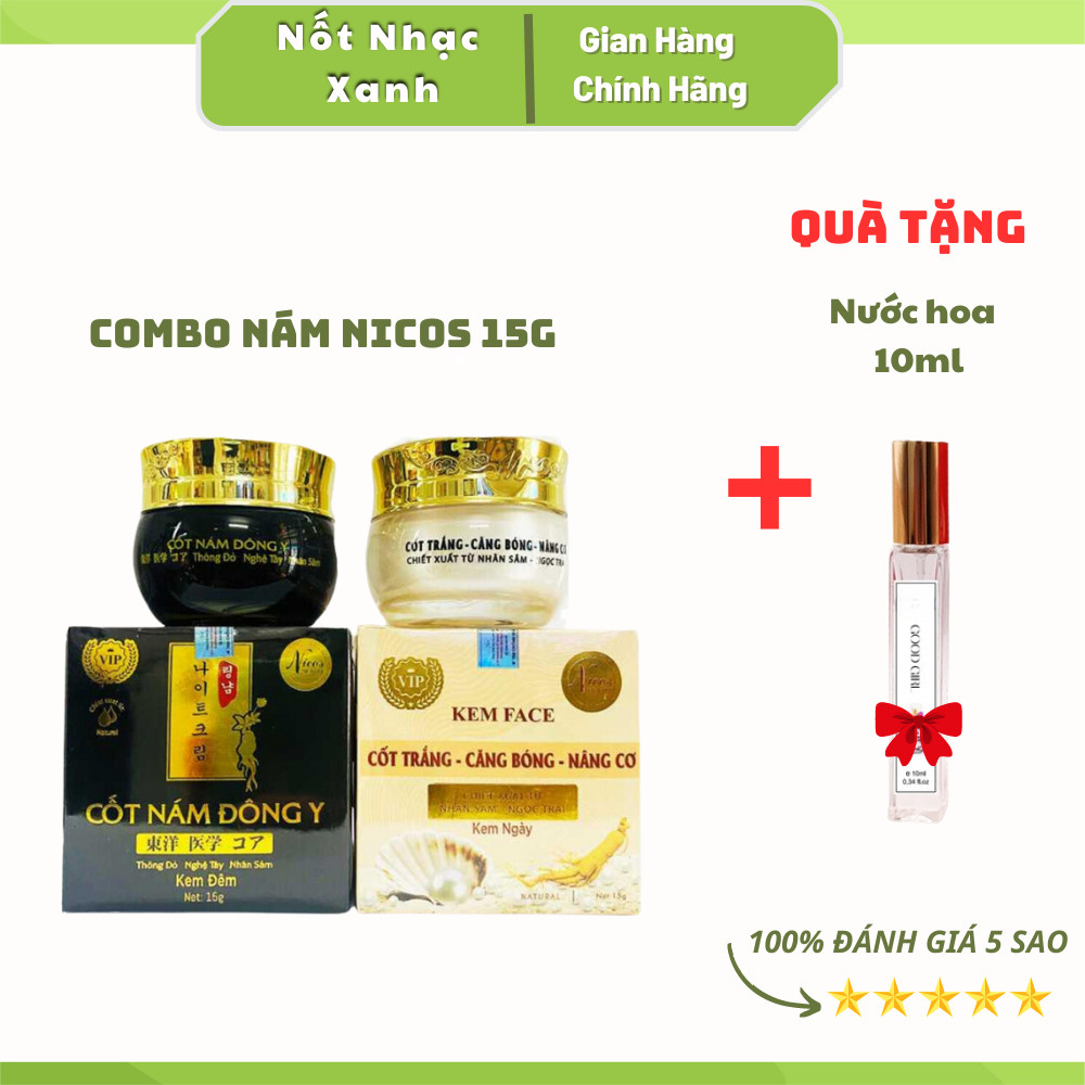 Combo Kem face Cốt nám đông y Nicos Beauty 15g- Kem face cốt trắng Niocs beauty 15g+ Tặng nước hoa