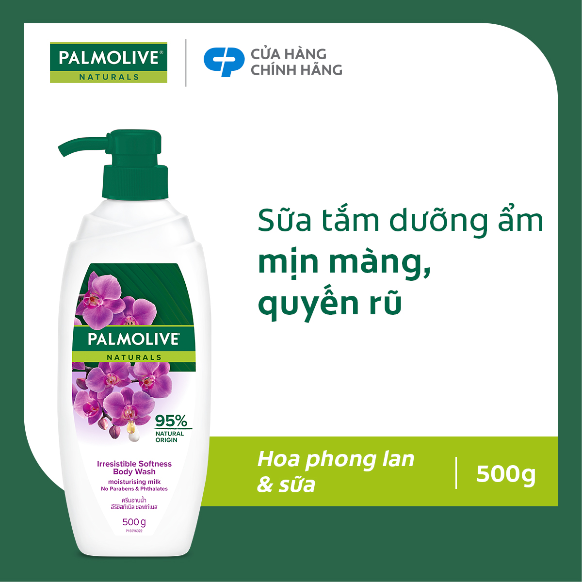 Sữa tắm Palmolive dưỡng ẩm chiết xuất thiên nhiên và sữa dưỡng da ẩm mịn từ hoa 500g