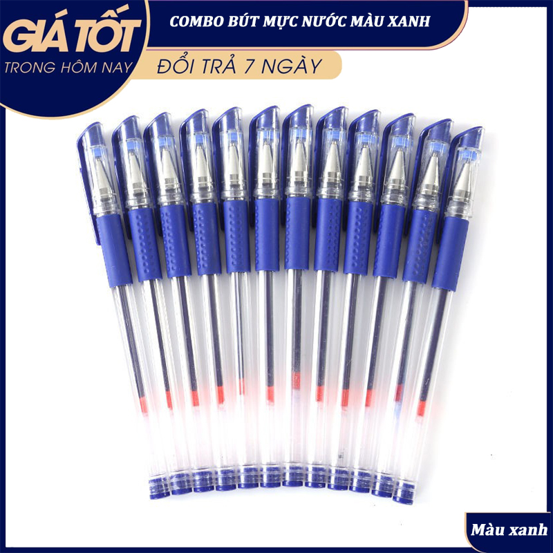 Combo 10 bút bi nước - bộ 10 bút bi nước siêu bền, bút bi mực nước xanh, đen - bút bi nước, bút bi cao cấp - hỗ trợ 24/7