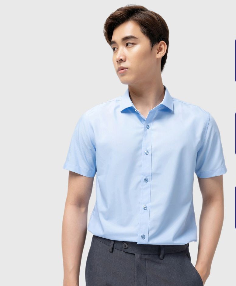 Áo sơ mi nam cộc tay chất liệu nến dáng slim cộc tay