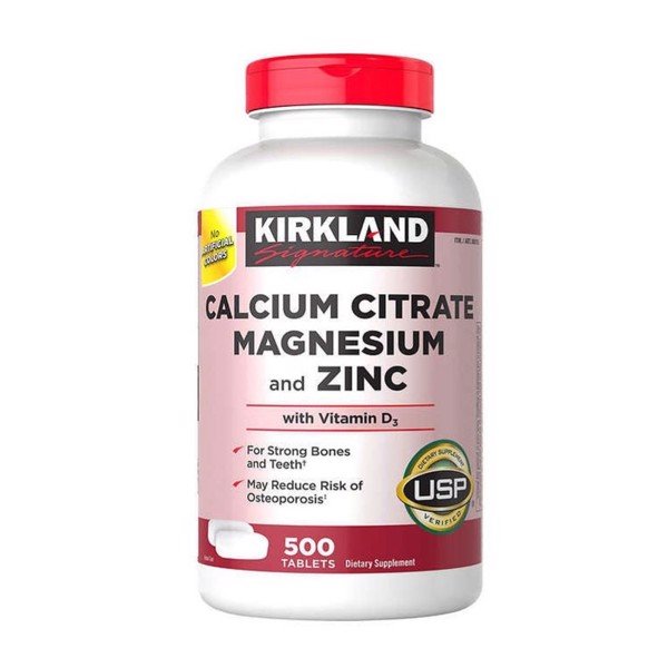 Kirkland Viên Uống Bổ Sung Tổng Hợp Canxi, Magie & Kẽm Signature Calcium Citrate Magnesium And Zinc 500 Viên Của Mỹ