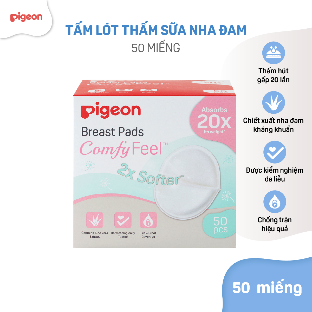 Tấm lót thấm sữa Nha Đam Pigeon 50 miếng/hộp