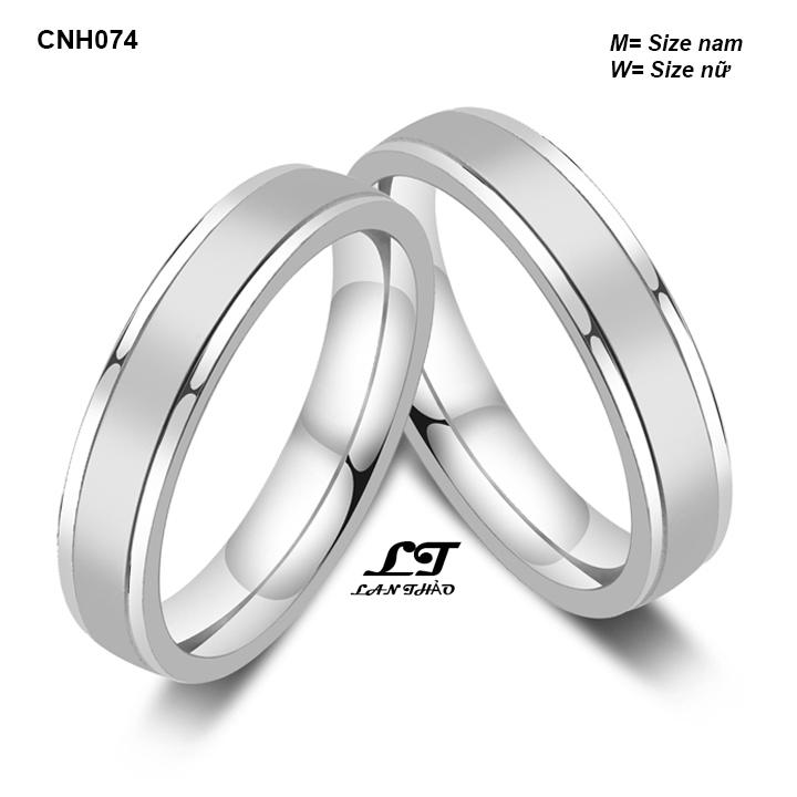 Nhẫn cặp đôi một sọc đánh mờ CNH074 Không đen không rỉ sét