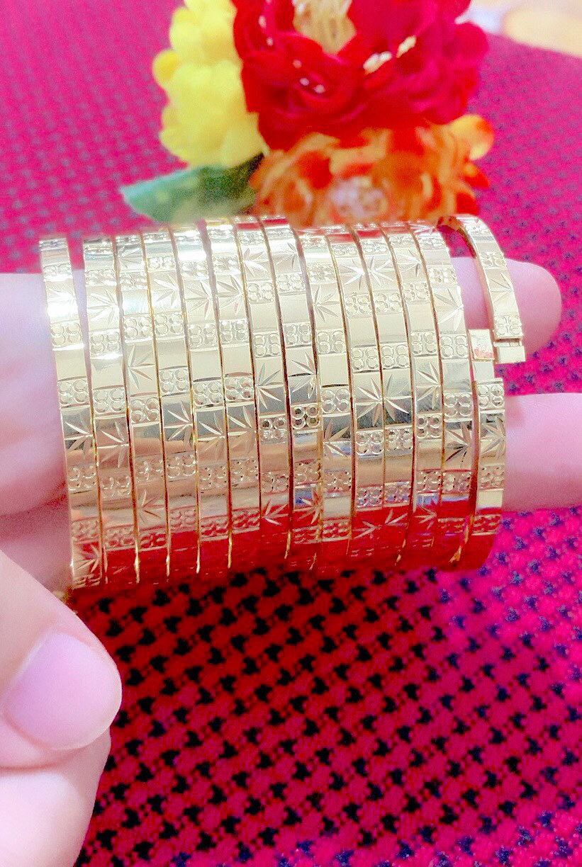 Vòng ximen chạm bộ 7 chiếc khóa bấm mạ 18k