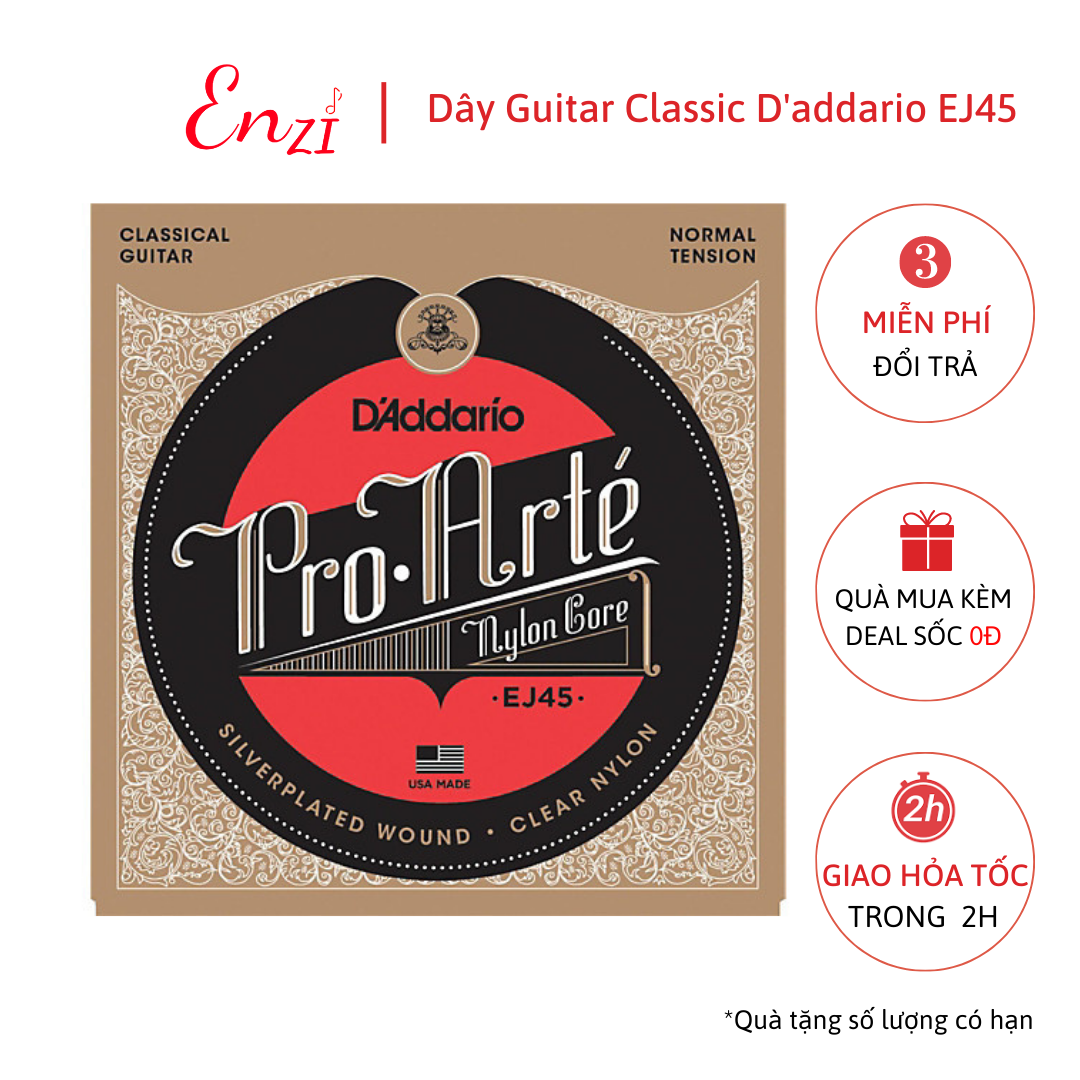 Dây đàn guitar classic d'addario ej45, ej46, ej48 ej49 ej27n dây đàn guitar cổ điển nylon chất lượng enzi