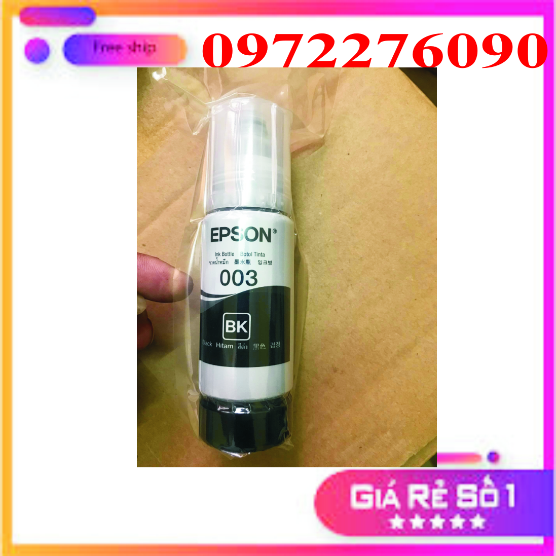 Mực in màu Đen dùng cho máy in Epson L1110 L3110 L3150 L4150 L5190 mã 003 Ecotank