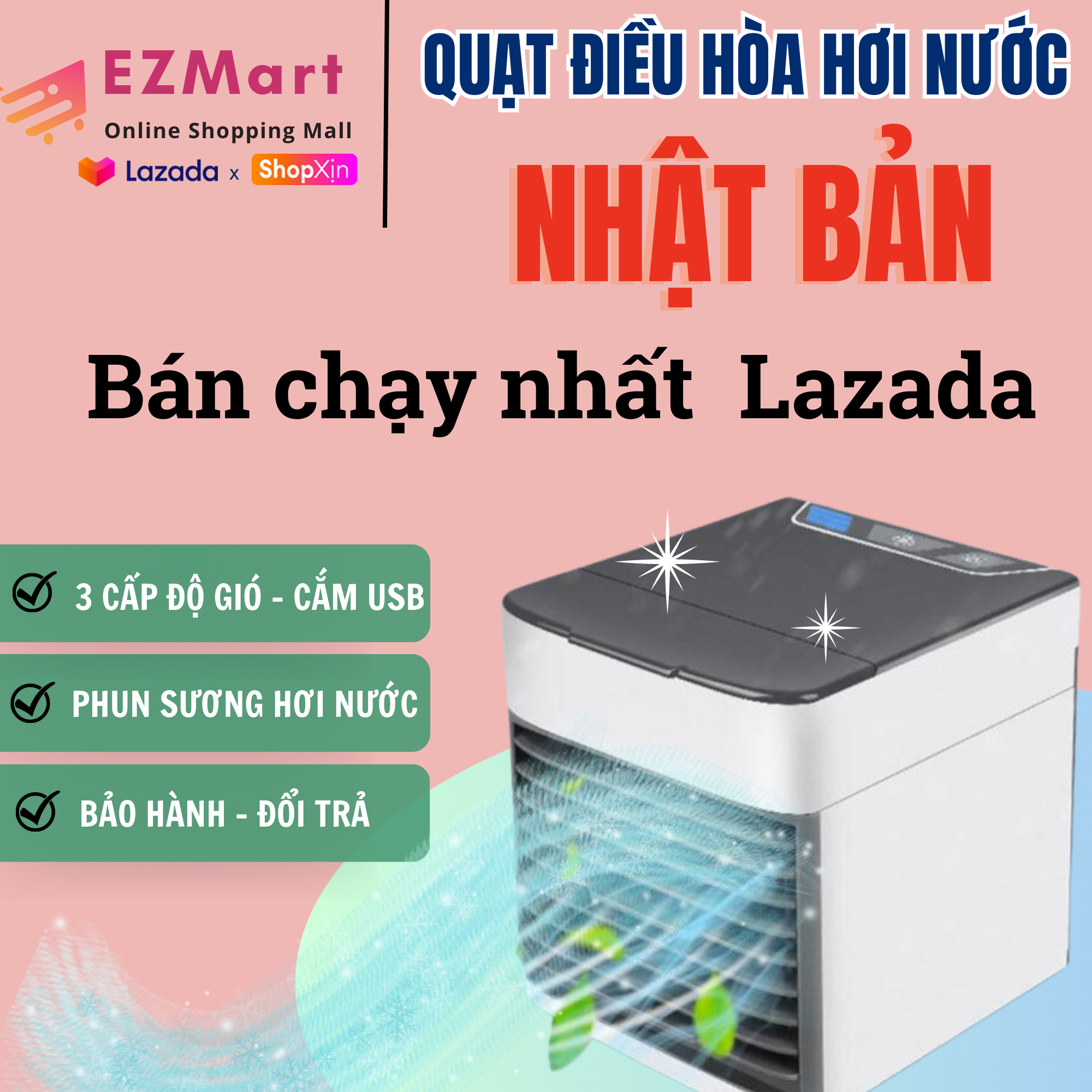 Quạt Điều Hòa Mini - Máy Điều Hoà Hơi Nước Siêu Mát,Quạt tạo ẩm làm mát không khí