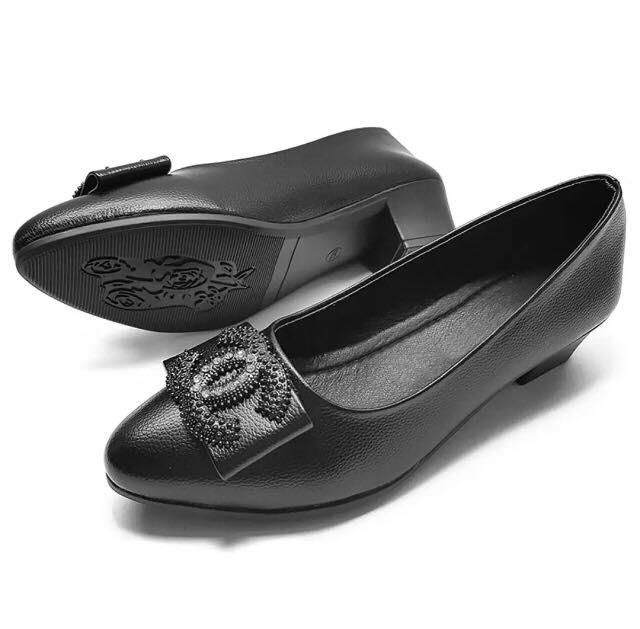 HÌNH THẬT Giày búp bê da lì cao cấp đế 3cm-VNXK