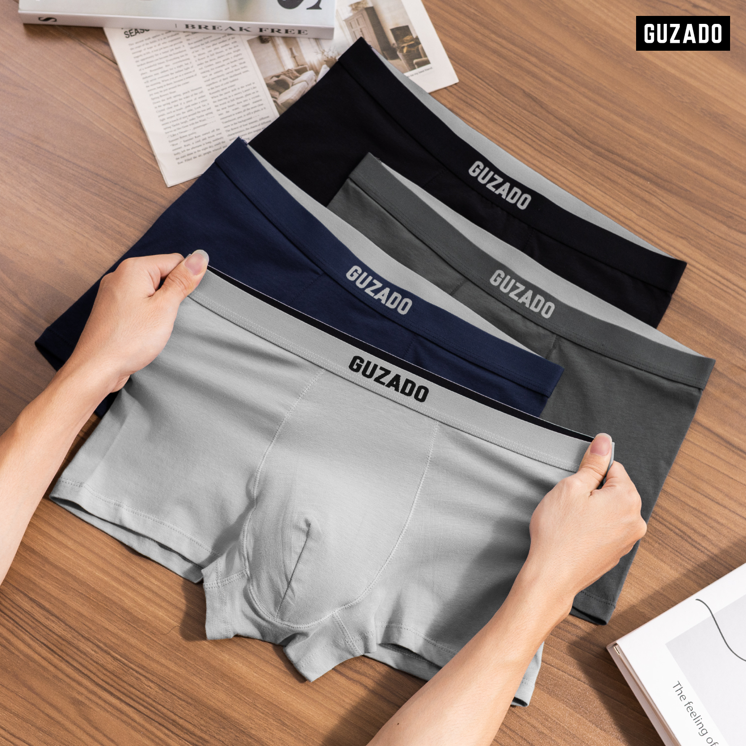 COMBO 3 Quần lót nam dáng Trunk thun cotton kháng khuẩn mềm mịn GBX01 - thương hiệu GUZADO
