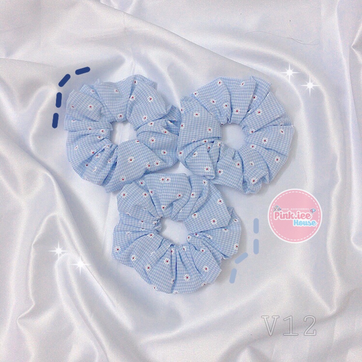 Scrunchies caro cúc nhí mã v12 - cột tóc hottrend