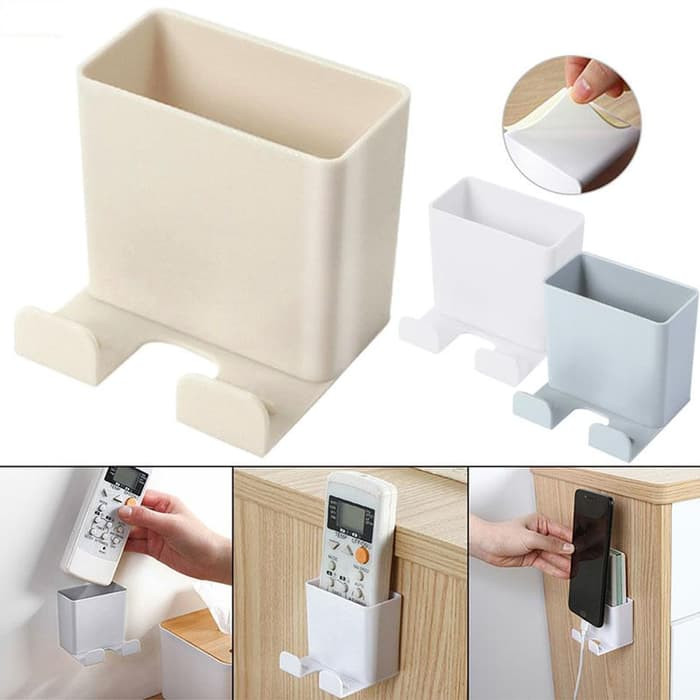 (REMOTE 2 CHÂN) Kệ để remote kiêm giá đỡ điện thoại dán tường - Giá đỡ điện thoại khi sạc