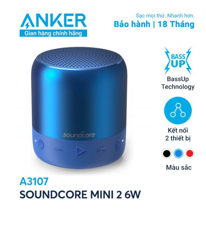 Loa bluetooth soundcore mini 2 6w by anker hàng chính hãng - a3107