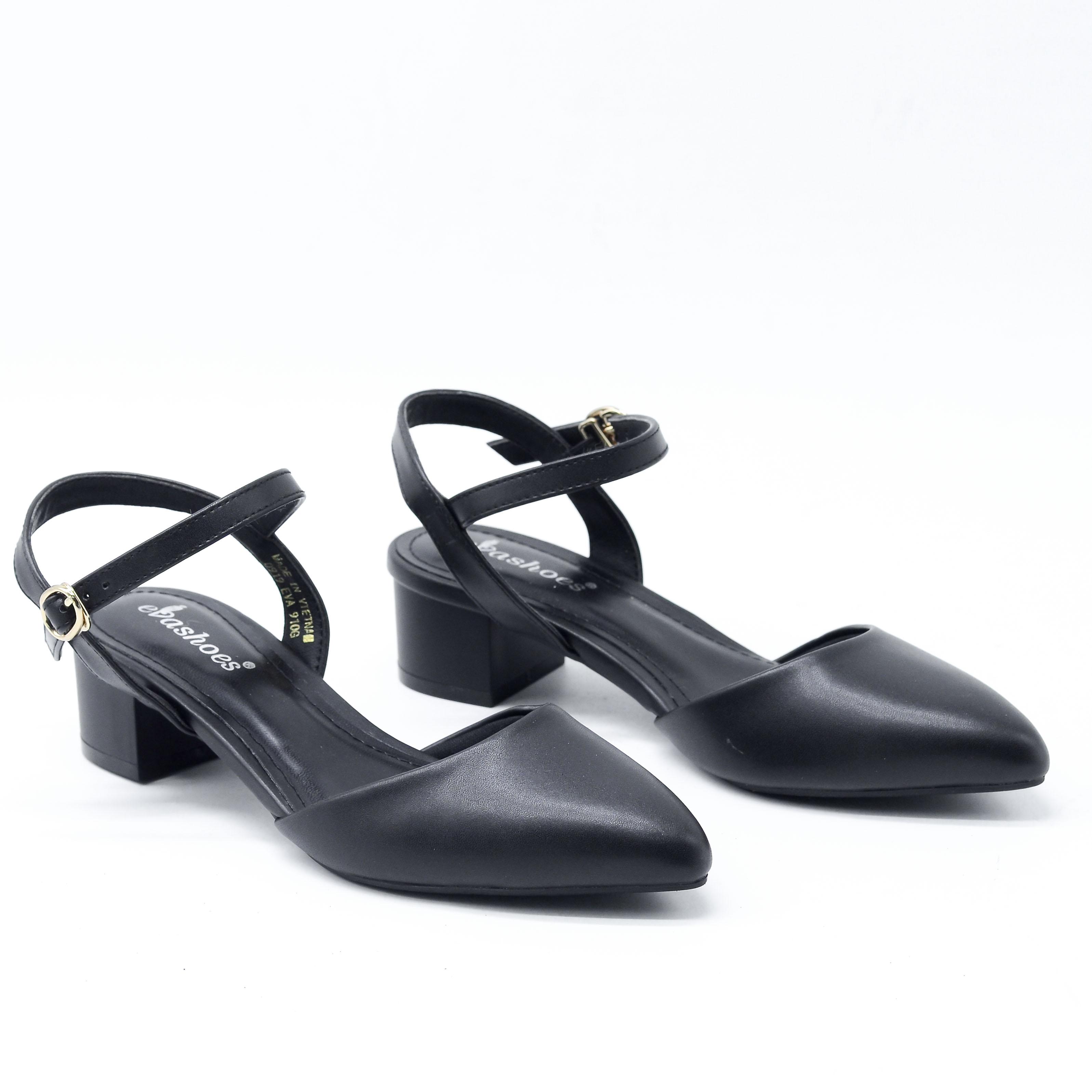 Giày sandal bít gót đế vuông da tổng hợp 4cm evashoes - eva910g