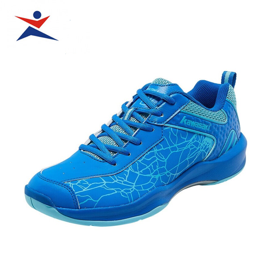 Giày cầu lông nam nữ Kawasaki K081 màu đỏ-xanh, giày đế kếp chống trơn trượt truyệt đối chơi được sân bê tông-giày chơi bóng chuyền nam nữ