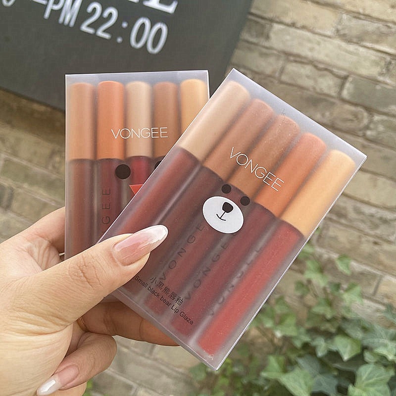 Set 5 cây son vongee son kem lì - mikistore - son lỏng lì mềm mịn vô cùng, không khô môi màu siêu đẹp