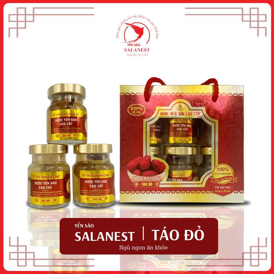 [ Toàn quốc ] Yến chưng táo đỏ Salanest 20% tố yến x 6 hủ / hộp - sức khỏe vàng cho mọi nhà