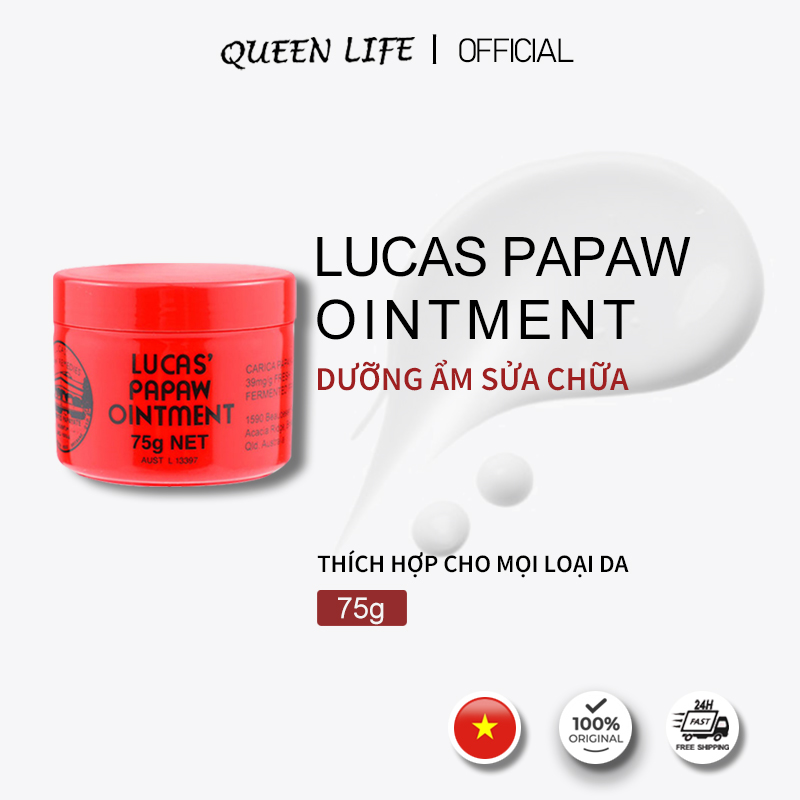 Lucas' Papaw Ointment 75g Kem Đa Năng - Tăng Tốc Độ Lành Vết Thương, Chữa Trị Hiệu Quả Da Khô Nứt, Thâm Nhiễm, Giảm Sưng Viêm, Dưỡng Ẩm Sâu Cho Da Mịn Màng, Làm Dịu Da Ngay Lập Tức,- Giải Pháp Toàn Diện Cho Mọi Tình Trạng Da