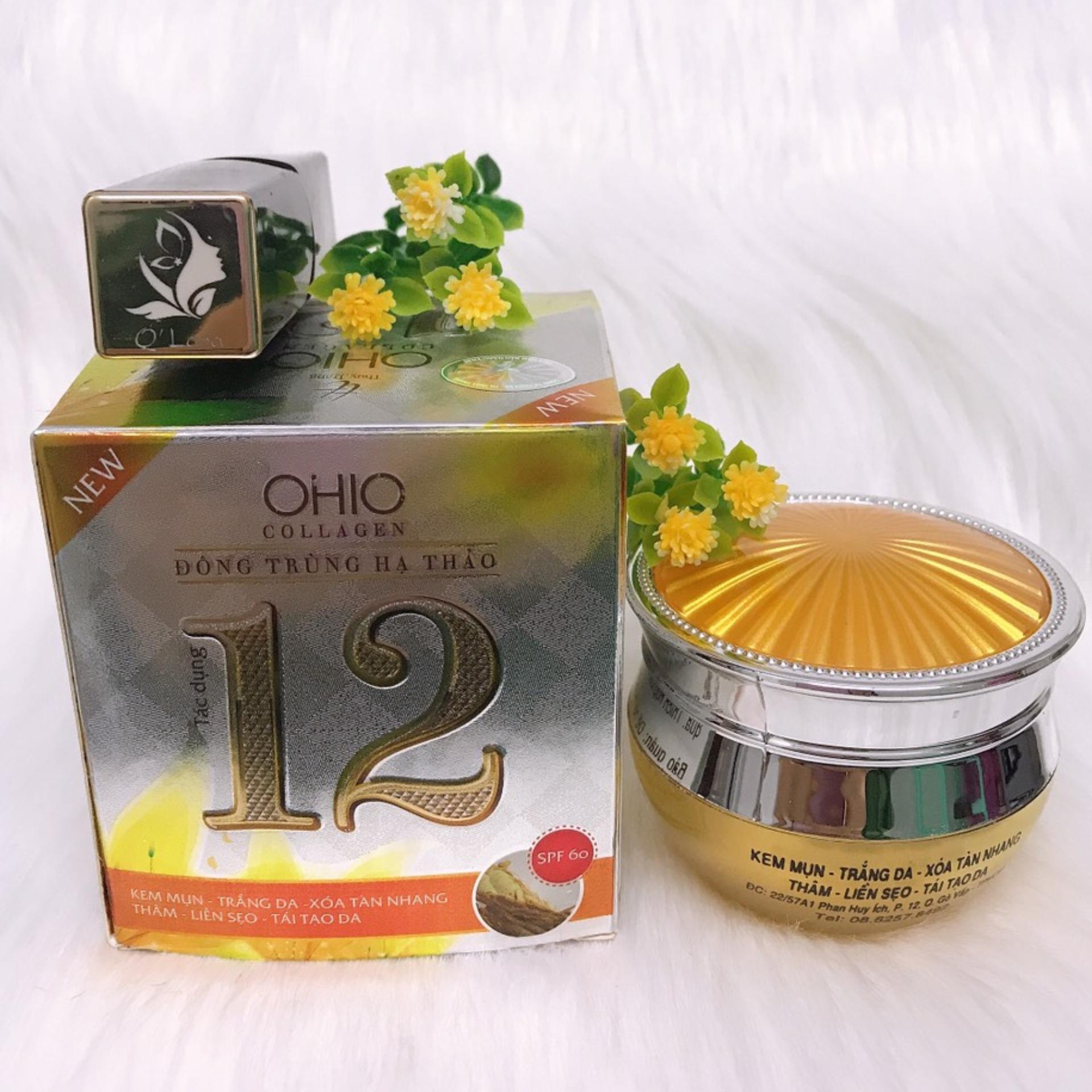 [HCM]Kem Mụn - Trắng da - Xóa thâm - Liền sẹo 12 tác dụng OHIO Collagen - Đông Trùng Hạ Thảo 30g