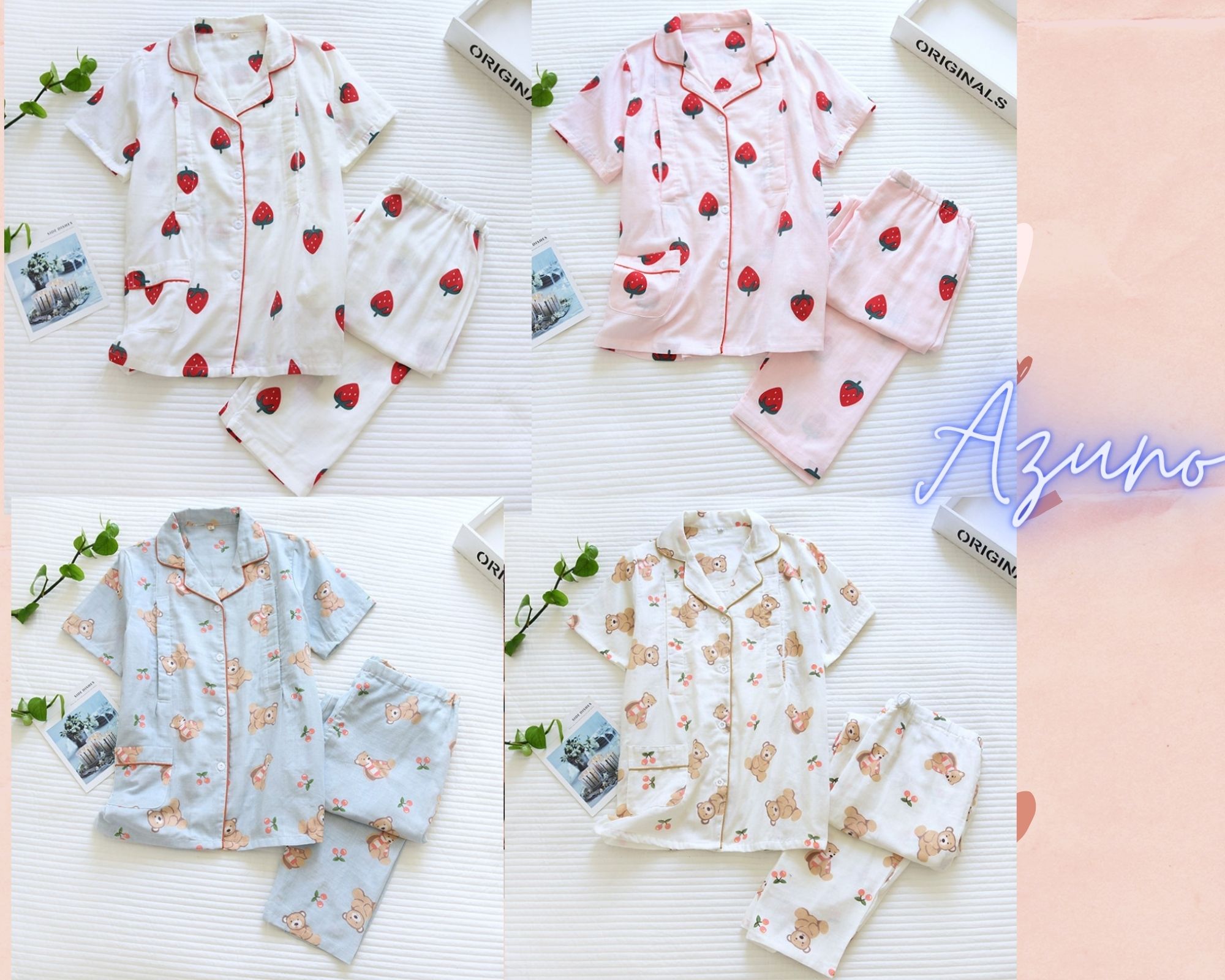 Bộ đồ bầu và sau sinh Azuno AZ2808 ngắn tay chất xô Nhật cực mát cho con bú