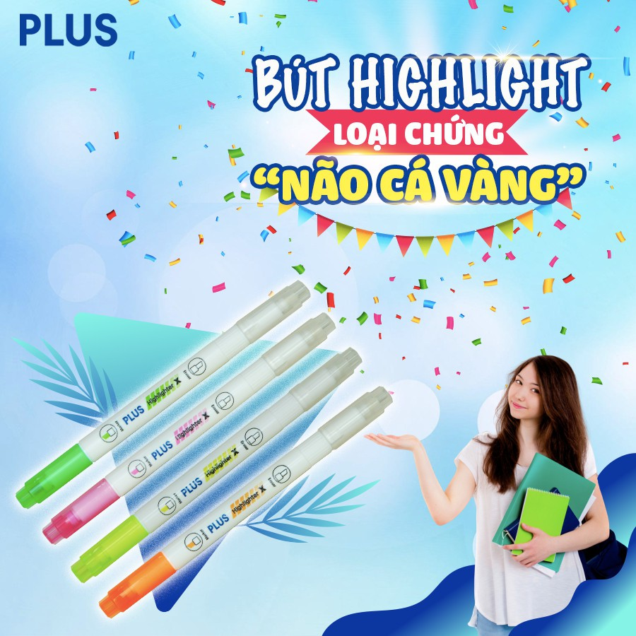 Bút highlight / bút dạ quang, nhớ dòng Plus có thể tẩy xoá được, Nét BÚT 5mm