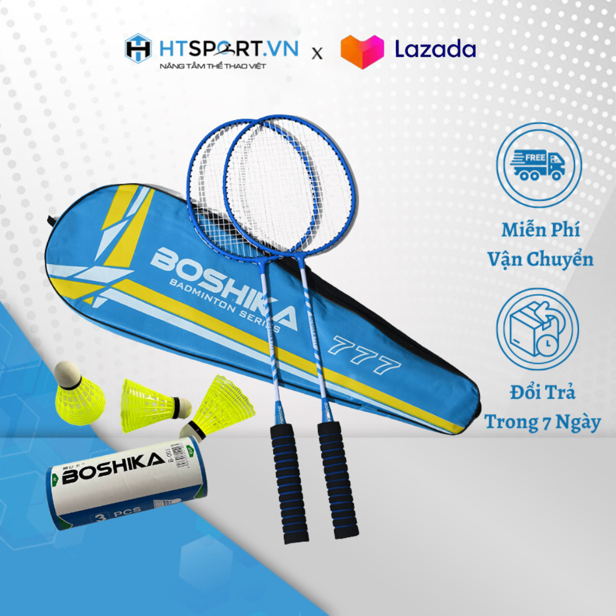  Vợt cầu lông Cặp Vợt cầu lông BOSHIKA 777 Bộ Vợt Cầu Lông Hợp Kim Nhôm Tay Cầm Xốp Siêu Nhẹ Cao Cấp 