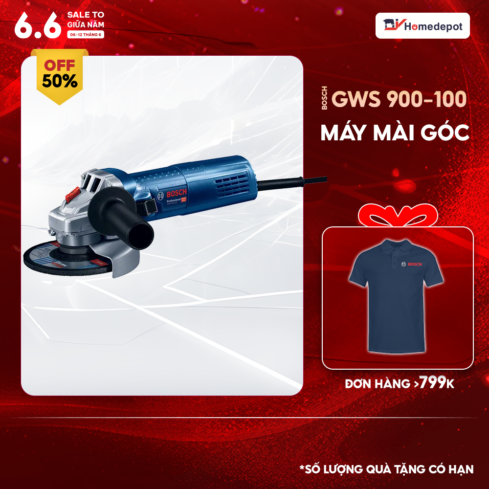 Máy Mài Góc Bosch GWS 900-100 Công suất 900W, Bảo hành điện tử 12 tháng