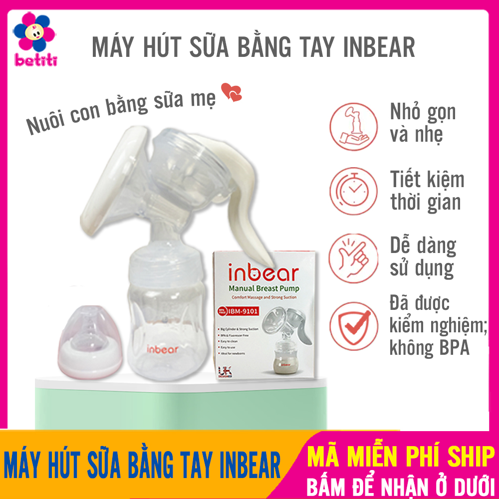 Máy Vắt Sữa Bằng Tay INBEAR Tiệt Trùng, Lực Hút Mạnh, Êm Ái, An Toàn - Máy Hút Sữa Cầm Tay, Máy Hút Sữa Bằng Tay, May Hut Sua Cam Tay, Dụng Cụ Hút Sữa Bằng Tay, Bình Hút Sữa Bằng Tay BETITI - May Vat Sua Cam Tay Tay Inbear