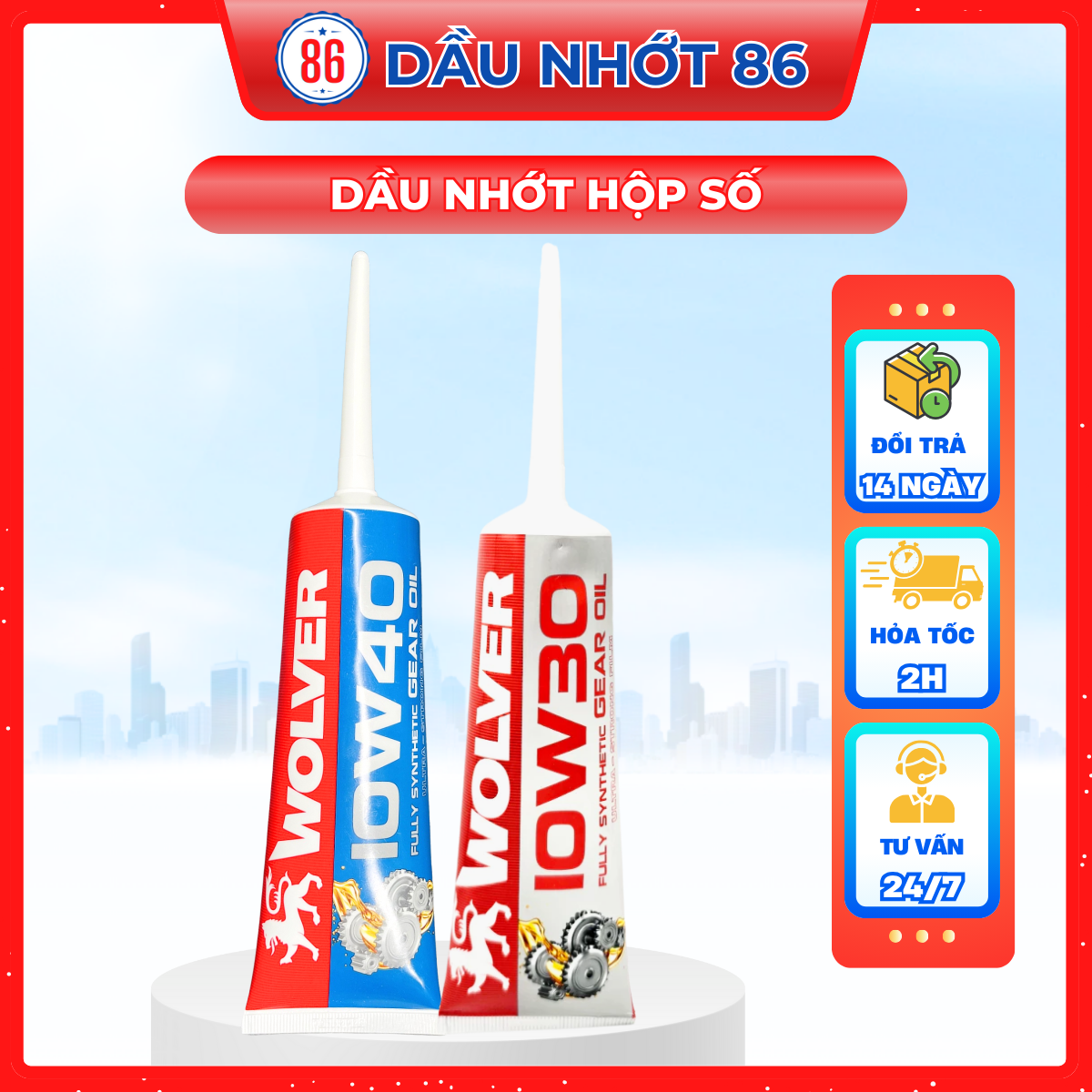 Nhớt hộp số (nhớt láp) xe tay ga tổng hợp Wolver 10W30-10w40 Fully Synthetic SN tuýp 120ml- Sản xuất tại Đức