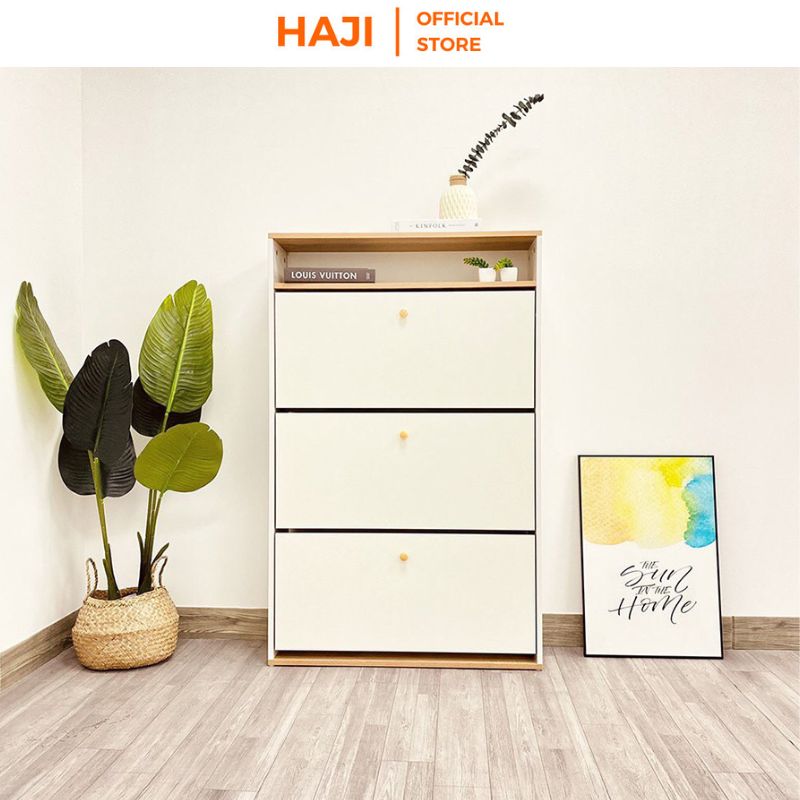Tủ giày gỗ cánh lật chống ẩm lưu trữ 20 đôi giày, Tủ để giày dép kiểu dáng thanh lịch HAJI AP112