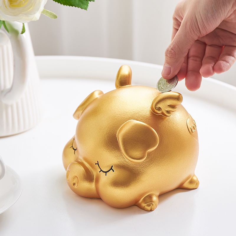 [HCM]Heo vàng đựng tiền tiết kiệm 14 x 12 x 16cm - Heo đất - Ống heo - Heo tiết kiệm tiền - Heo thần tài