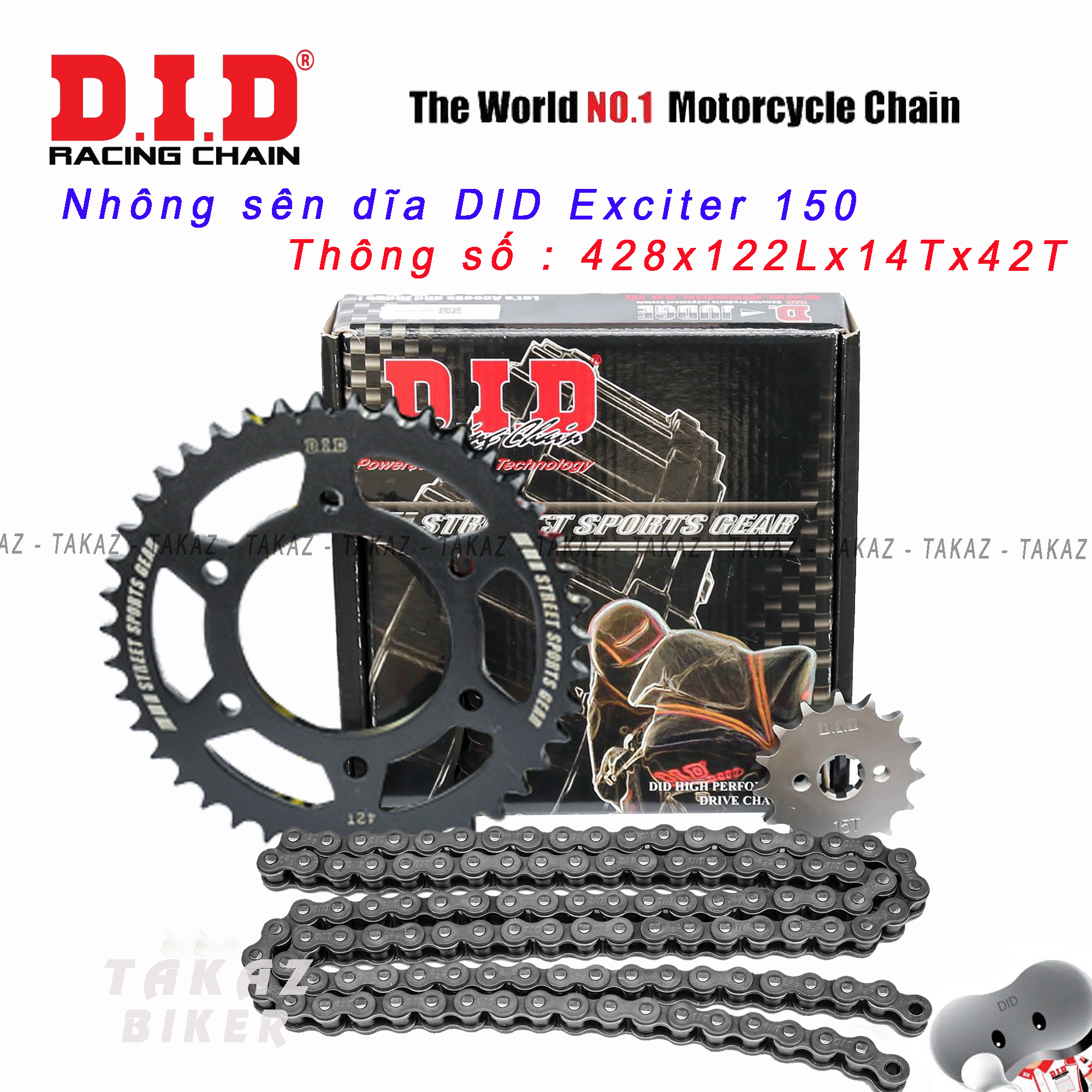 [HCM][ Exciter 150 màu Đen ] Sên Nhông Đĩa DID YA Exciter 150cc - FZ150cc - HDS 10 ly Thái Lan 100% - Sên DID Đen