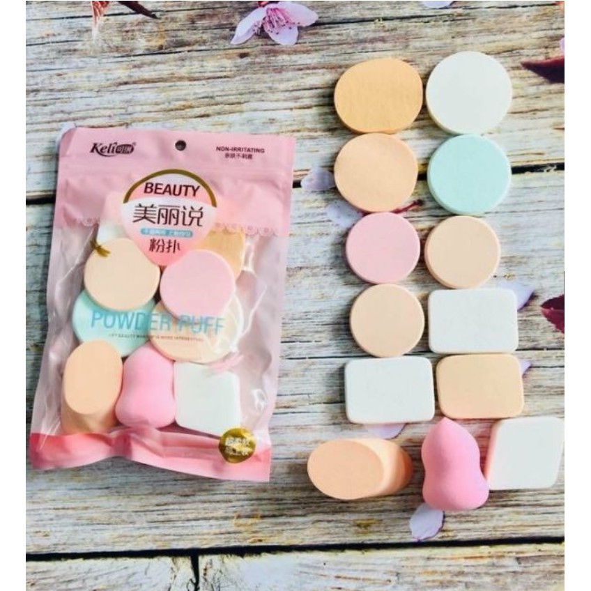 Set bông phấn trang điểm 6 món