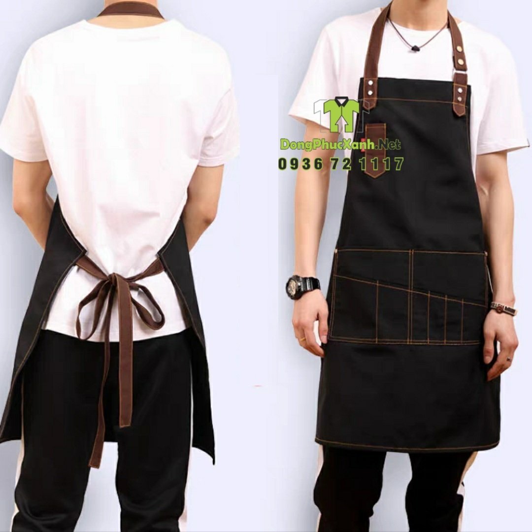 Tạp dề pha chế cà phê Nam Nữ chất liệu Kaki cotton 100 Cao cấp