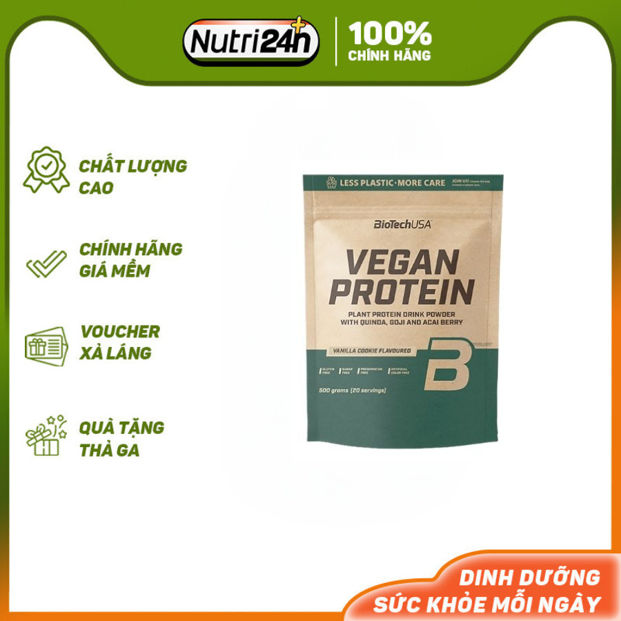 Thực Phẩm Tăng Cơ Giàu Protein Từ Thực Vật Biotech Vegan Protein 500 Gr