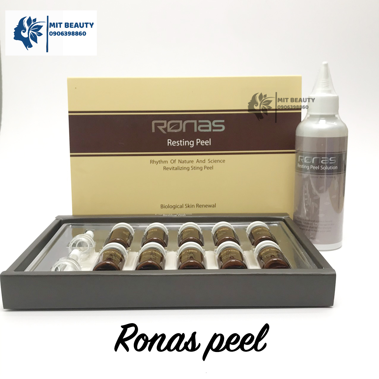 Hộp 10 lọ Peel da Ronas -Thay da sinh học - Resting Solution vi kim tảo biển Hàn Quốc - Peel da tại nhà