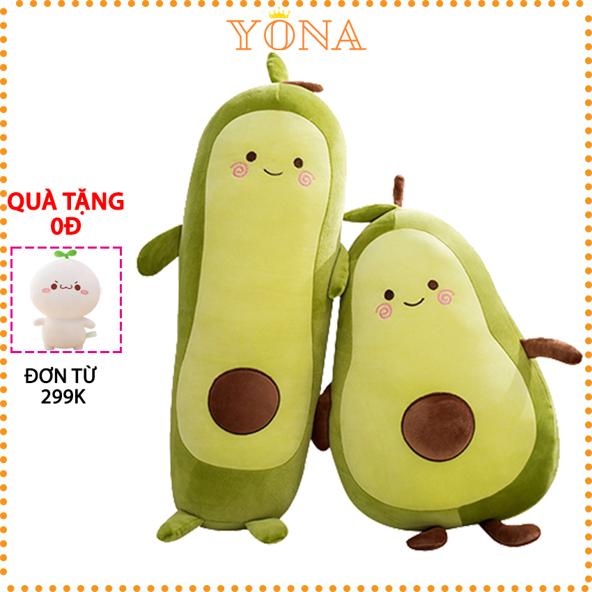 Gấu bông cute ôm ngủ khổng lồ trái bơ tròn dài màu xanh nhiều size, thú nhồi bông dễ thương cho bé, thích hợp làm quà tặng sinh nhật, lễ tình nhân - Yuna