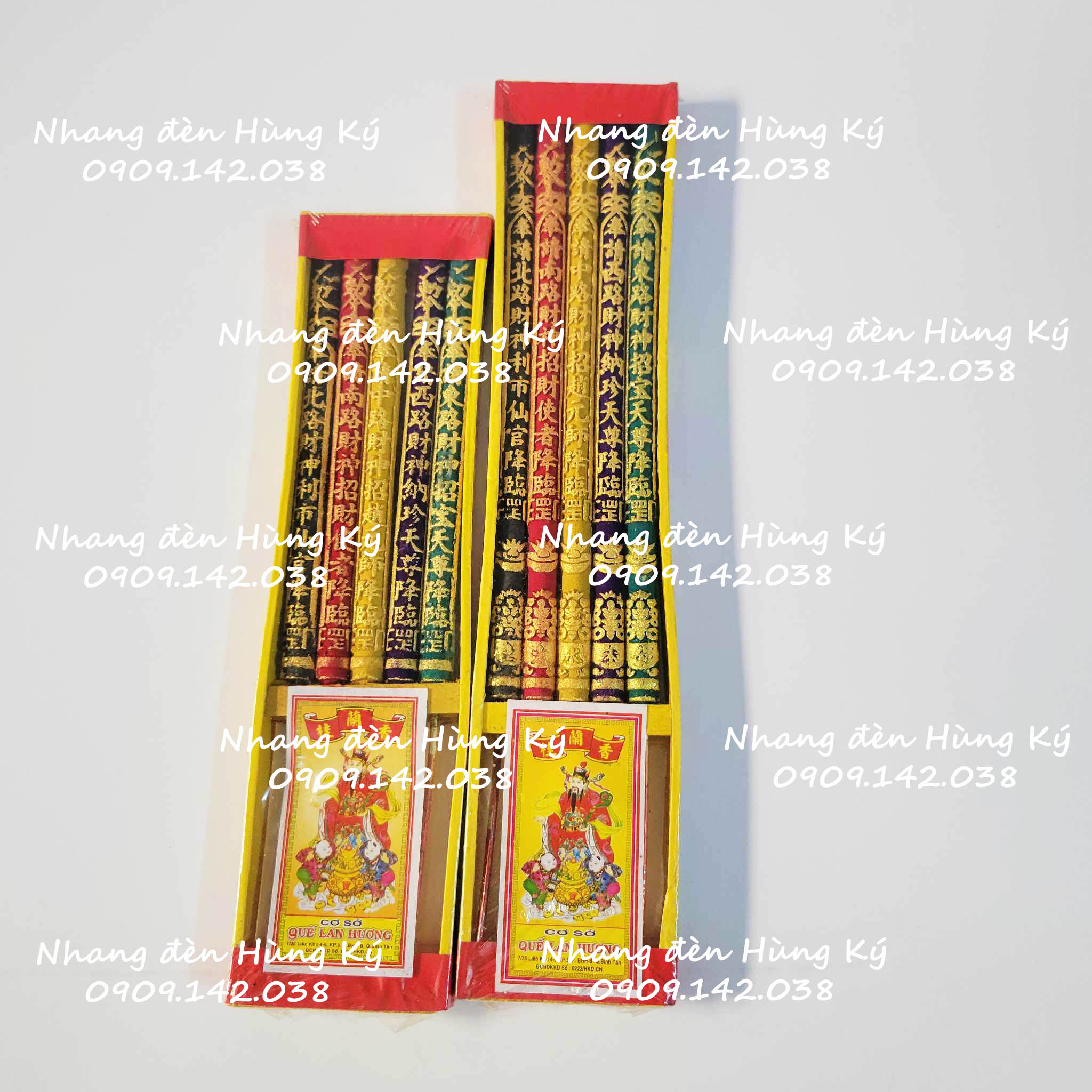 Nhang 5 cây 5 màu thần tài in kim ĐỨNG TÀN