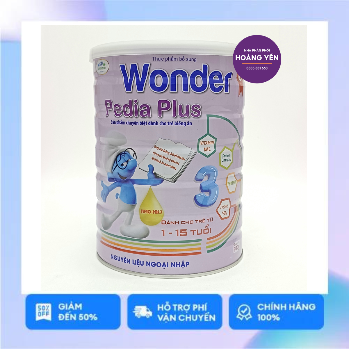 Sữa tăng cân Wonder Pedia Plus 900G dành cho trẻ biếng ăn, chậm tăng cân