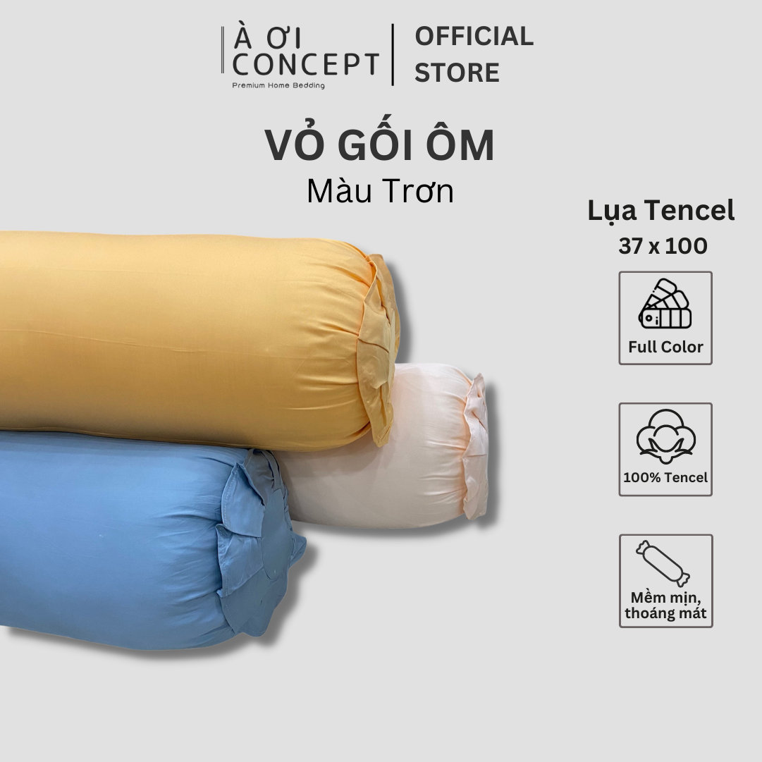 Vỏ Gối Ôm Lụa Tencel Hàn Quốc Cao Cấp À Ơi Concept Màu Trơn Nhiều màu Dây