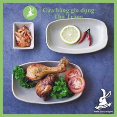 Dĩa oval vuông sâu nâu nhựa Melamine đựng các món đồ xào LJP5008, LJP5009 NN