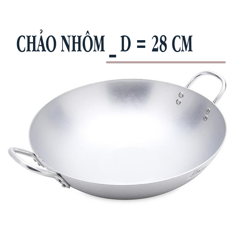 [SALE GIẢM - 28 CM ] Chảo nhôm 2 quai chiên xào an toàn hàng công ty size 28 cm. Chảo 2 quai chiên xào