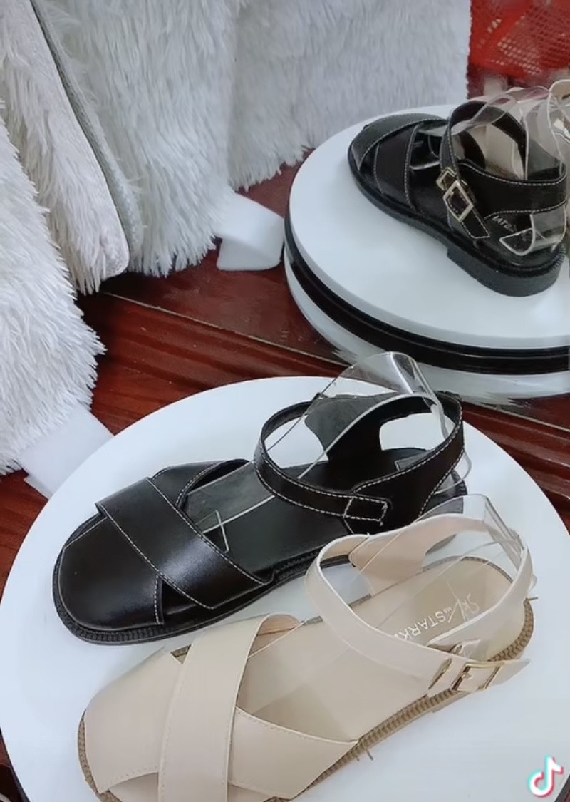 CÓ SẴN Dép sandal nữ 2 nan chéo chất da mềm đế 3cm- giày quai hậu 2 bản mẫu mới đế đúc -lamlam868