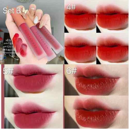 set B Set 3 Cây Son Kem Lì Herorange Fluffy Lip Glaze hàng nội địa Trung