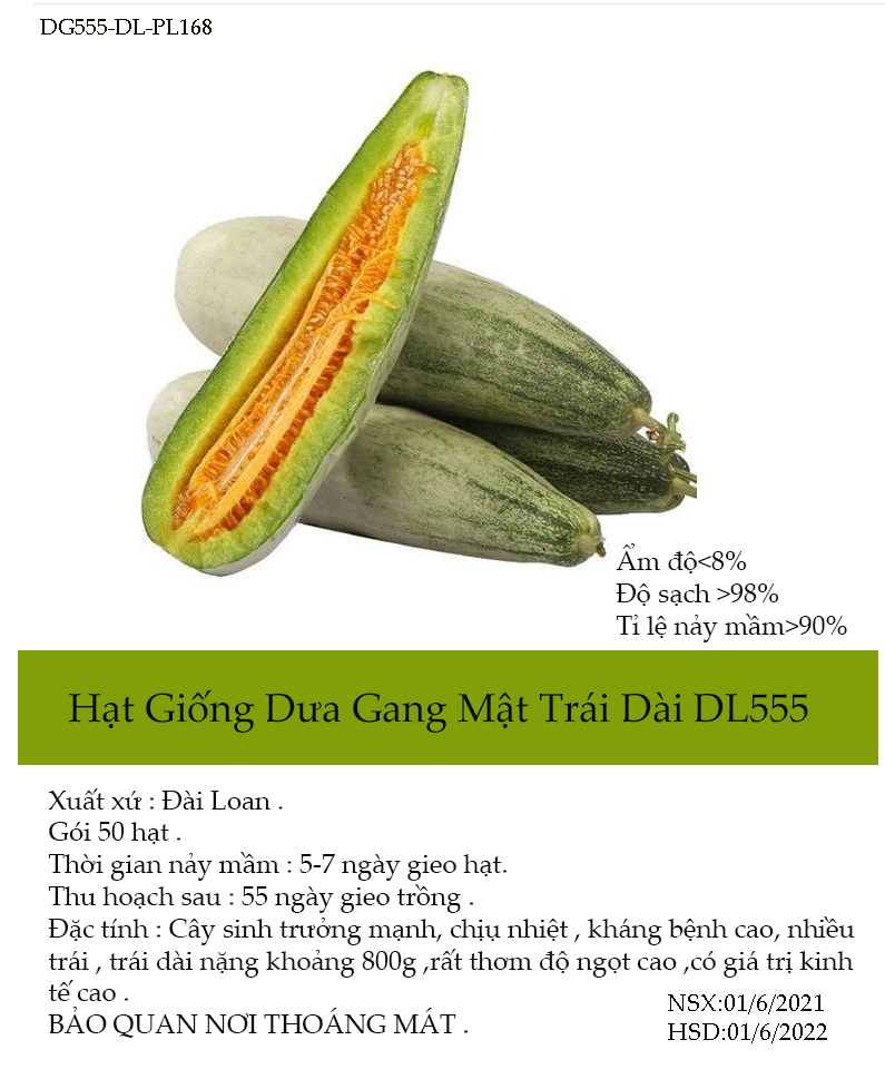 [HCM]Gói 50 hạt giống dưa gang xanh mật trái dài DL555-tỉ lệ nảy mầm >85% dễ trồng chịu nhiệt